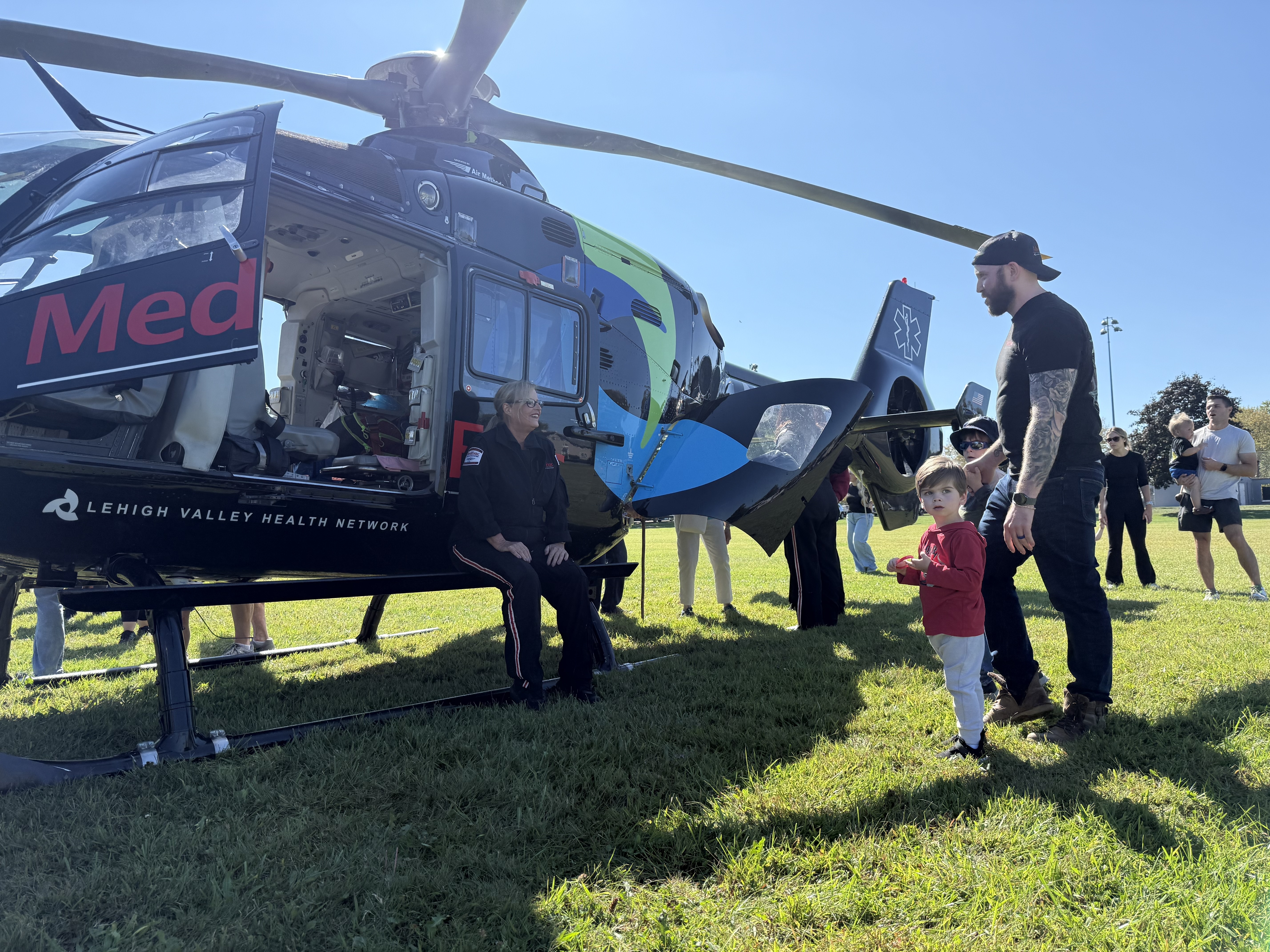 Lehigh Valley Health Network medevac helicopter on display at Coopersburg Community Day